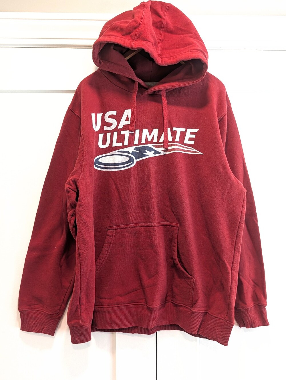 USA Ultimate Red Hooded Pullover Sweatshirt Cozy Hoodie Size 2XL